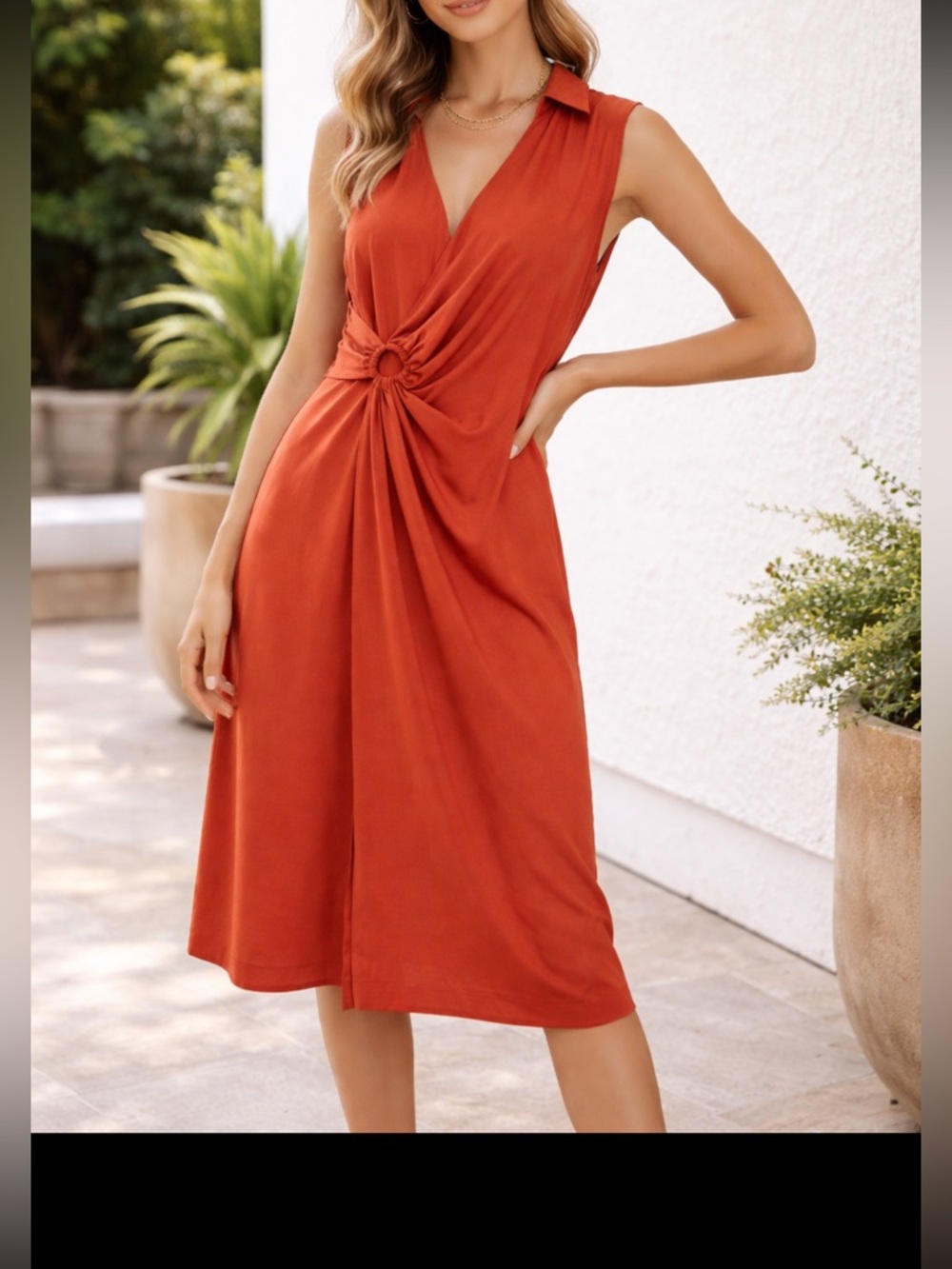 New Ann Taylor Factory Dress Womens size 18 Orange Collar Sleeveless Faux Wrap
